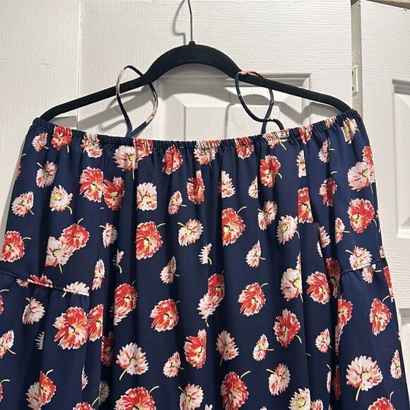 Pleione Navy Floral Off The Shoulder Top, Size Medium - Picture 2 of 7